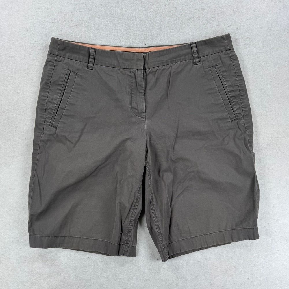 J.Crew Stretch Chino Shorts Womens 8 Gray Cotton Blend Casual Mid Length